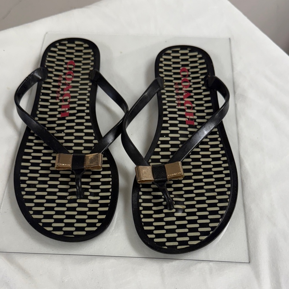 Coach Black and Gold Sandals